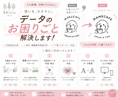 AIデータ化・トレース・入稿データを作成します 印刷会社へそのまま入稿できるデータを作成 イメージ1
