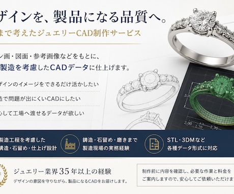 デザインを活かし製品になるジュエリーCAD作ります イメージ1