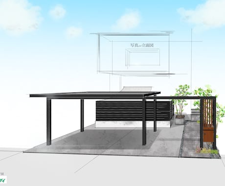 建物の写真や立面図に合わせて外観パースを作成します イラストアプリにて手書き風の温かみあるデザインです。 イメージ2