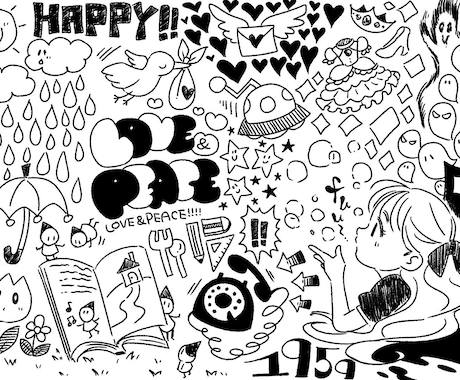 最安値で手描きごちゃごちゃデザインイラスト描きます イメージ1