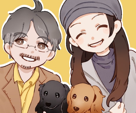 家族やペット、友人と一緒にも*似顔絵描きます 記念に一枚！ 暖かな絵柄の似顔絵 イメージ2
