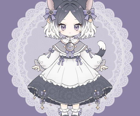 ゆめかわSDキャラ販売します 猫モチーフのゴシックロリータな女の子です。 イメージ1
