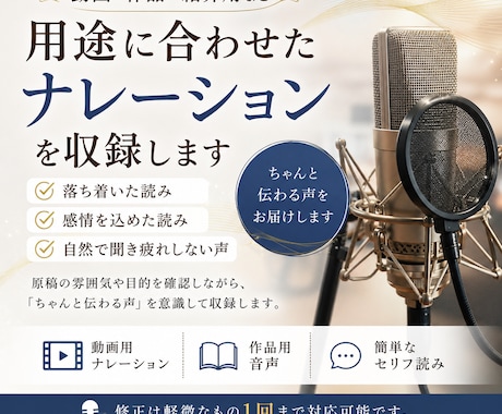 ナレーション／音声 行います 聞きやすく感情が伝わる音声を収録します イメージ1