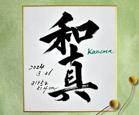 最短1日！飾りやすいミニ色紙の命名書を制作します 筆文字オーダー命名書｜ミニ色紙・ビニール付 イメージ2