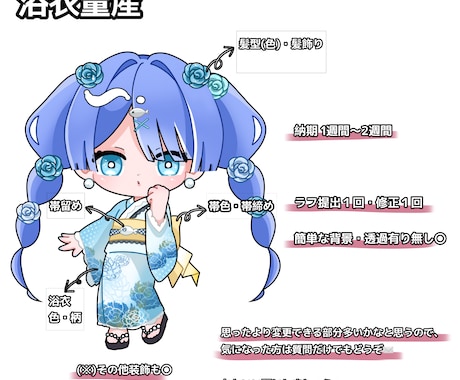 可愛い浴衣量産描いちゃいます 商用利用込・ペアも可能です！可愛い夏にしましょう！ イメージ2