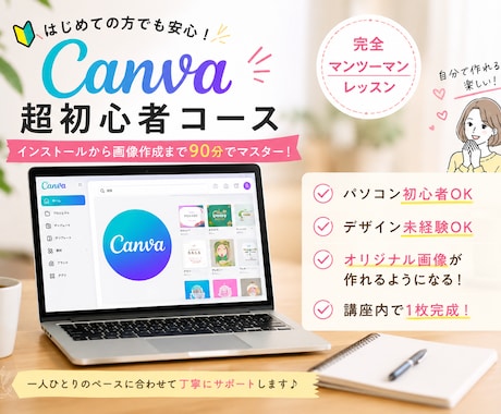 Canvaをインストールから丁寧に教えます 超初心者専門！画像完成まで伴走します イメージ1