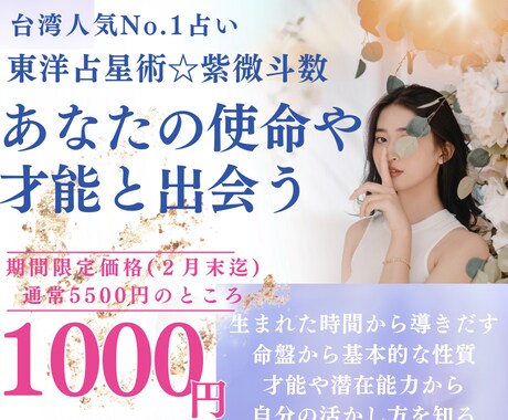 紫微斗数であなたの隠れた才能を発掘します あなたの中に眠っている才能に出会ってみませんか？ イメージ1