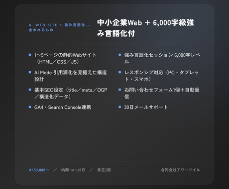 6,000字級の強み言語化付きでWebをつくります 量産テンプレでは出ない事業設計のWeb イメージ2