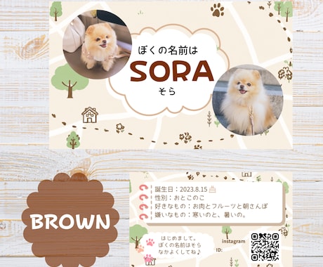 お散歩マップ風ペット＆うちの子名刺作ります スマホ写真OK！印刷代込100枚セミオーダーのペット名刺 イメージ2