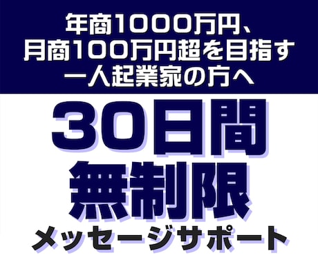 月商100万円超に向け30日間無制限サポートします 年商1000万円、月商100万円突破へ着実に前進 イメージ1