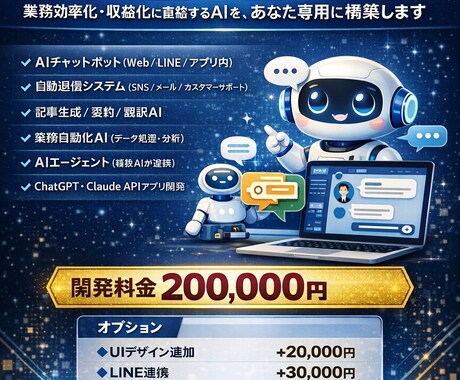 AIチャット・自動化システムを開発します 業務効率化・収益化に直結するAIを、あなた専用に構築します イメージ1