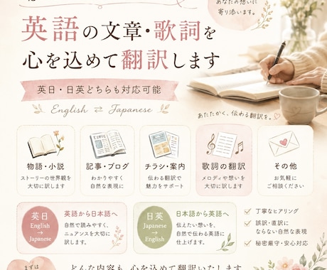 英語の物語、記事、小説、チラシなどの翻訳をします 感動・ニュアンスが伝わる翻訳をします！ イメージ1