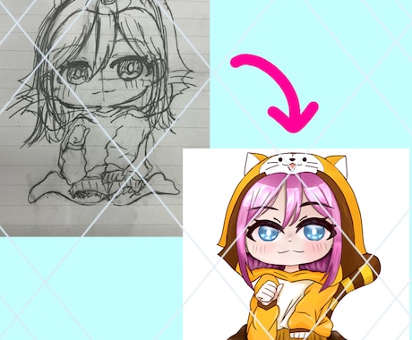 眠っている描きかけのイラスト仕上げます アナログからデジタルまで未完成の下書きを仕上げます イメージ2