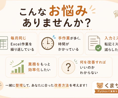 業務改善・効率化のご相談承りますます お悩みを整理し、最適な改善方法をご提案します イメージ2