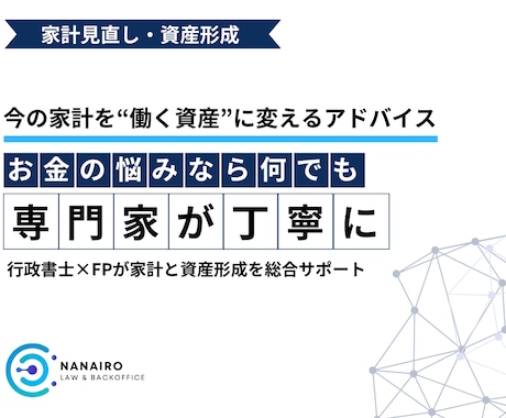 家計や将来のお金の悩みをまるごと解決します 【FP相談】家計見直し・資産運用・老後対策を一括サポート イメージ1