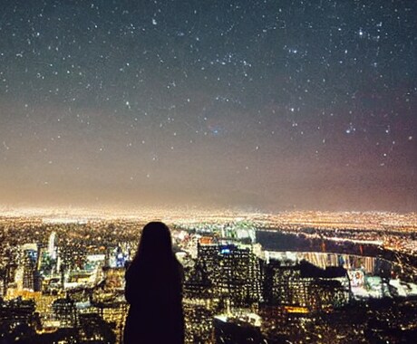 夜景を背景とした女性のイラストを販売します 夜景を見る女性をいろいろ作りました#2 イメージ2
