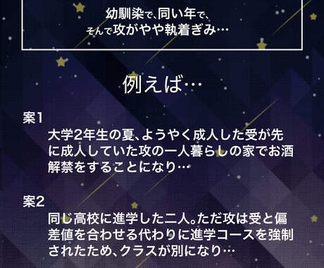 サクッと読める！お急ぎで創作BL小説を執筆します スムーズなやり取りとプロット提案 納期期日ご相談ください イメージ2