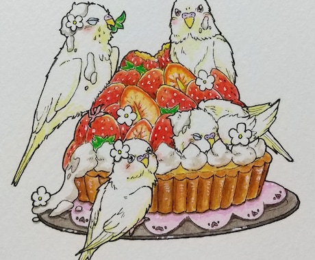 お菓子の中でまったり…ペット描きます 巣やクッションに見立てたお菓子にペットたちを乗せませんか？ イメージ2