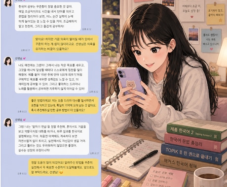 メッセージでコツコツ韓国語！添削します 韓国語添削＋発音サポート(メッセージ対応） イメージ1
