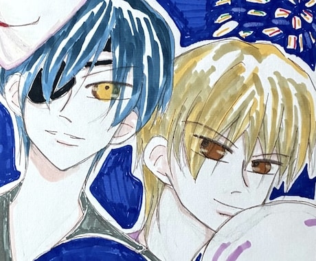 色紙にお好きなオリジナルイラスト描きます お好きなイラスト描きます。アナログイラストになります。 イメージ1