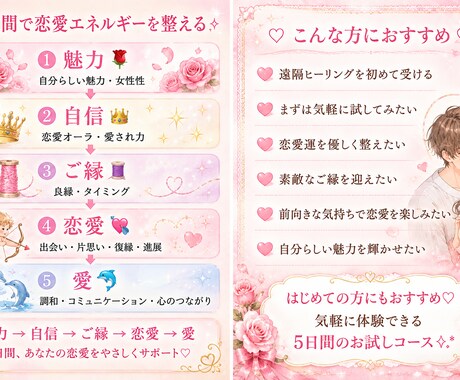 5日間♡恋愛お試しヒーリングします 1日ごとに整う♡⋆* 気軽に始める恋愛応援5日間 イメージ2