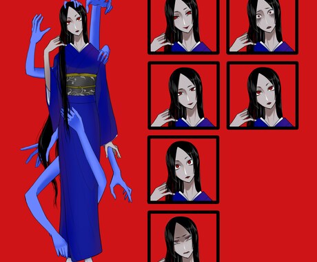 和風ホラー向けの女性キャラクターの立ち絵になります 【多腕(着脱可能パーツ付き)】和服女性立ち絵 イメージ1