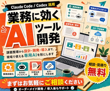 Claude Codeで業務AIツールを開発します 現場の課題整理から設計・開発・導入まで、専用AIを形にします イメージ1