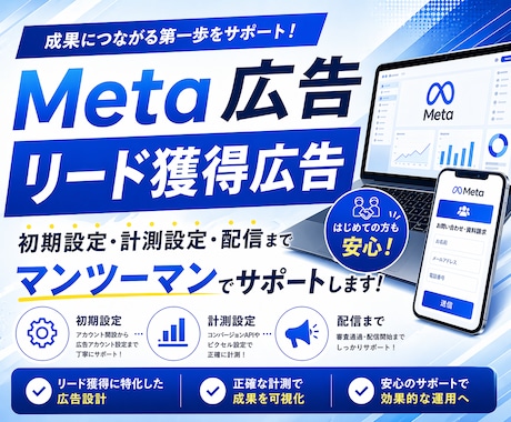 リード獲得特化のMeta広告配信設定します Meta広告のプロによるリード獲得特化の初期配信設定します イメージ1