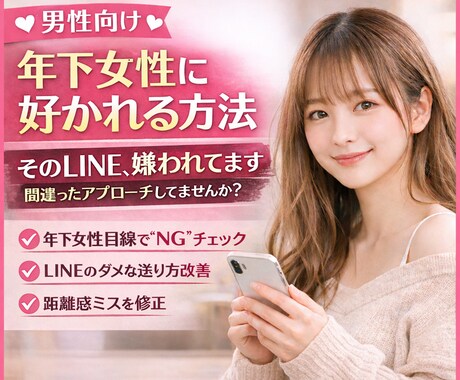 男性向けチャット30分～年下に刺さる恋愛術教えます 本気な男性に女性目線でNG行動と改善点を解説いたします イメージ1