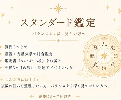 霊視と九星気学で総合的に運気を鑑定しますます 一番人気｜バランスよく深く見たい方へ イメージ1