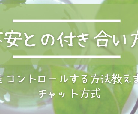 あなただけの《不安との付き合い方》アドバイスします あなたの不安の解消法や付き合い方をコーディネートします イメージ1