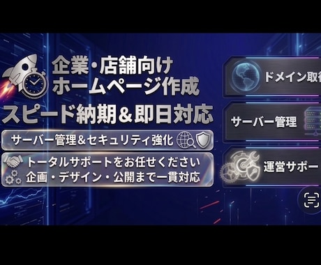 サーバーからドメイン取得までトータルサポートします 即日対応　スピード納期　修正無制限 イメージ1