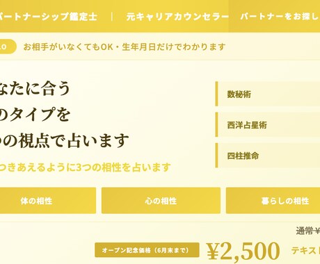 商品B：理想の出会いに合うタイプを占います 体・心・暮らしの相性で理想の出会いを イメージ1