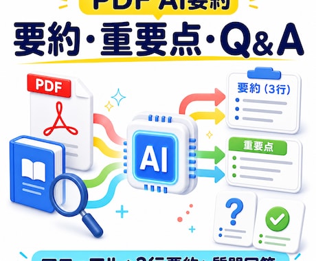 PDFをAIが要約してQ&Aを自動抽出します 長いPDFを3行要約と5つのQ&Aに変換 イメージ1