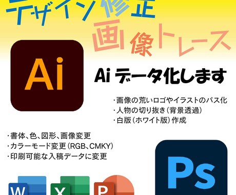 画像やワードデータなどをAiデータへ変換します 現役DTPオペレーターがお持ちのデータを修正いたします！！ イメージ1
