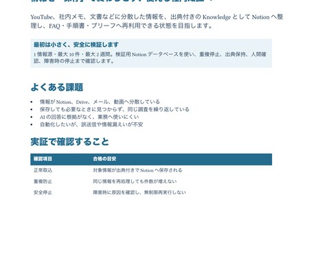 社内情報をNotionの知識に整理します 出典・重複防止・安全停止まで小さく検証 イメージ1