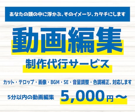 頭の中にあるイメージに合わせて動画を編集します あなたの頭の中に浮かぶ、そのイメージ、カタチにします！ イメージ1