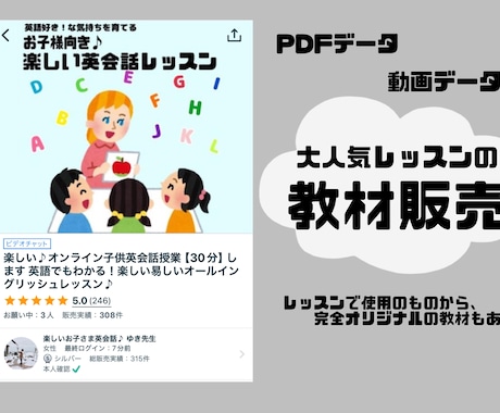 楽しい♪オンライン子供英会話授業教材販売します 1番売れてるオンライン子供英会話授業の教材の販売です。 イメージ1