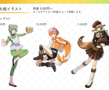 立ち絵・三面図イラストをお安く素早く制作致します 大切なキャラクターを丁寧に、魅力的に描かせて頂きます。 イメージ1
