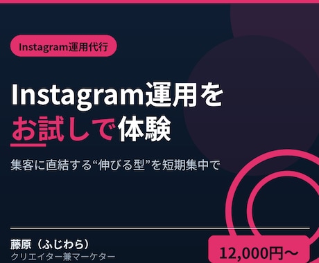 Instagramをお試し運用します まずは短期間で。集客に直結する運用の型と成果をお試しで体験 イメージ1