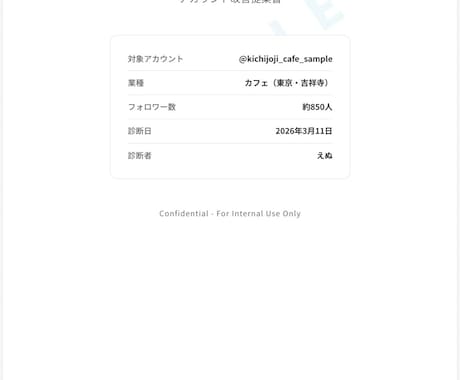 あなたのインスタ、伸びない原因を見つけます 伸びない原因をレポートにまとめて改善アクションを整理 イメージ2