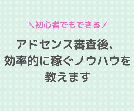 アドセンス審査後、効率的に稼ぐノウハウを教えます 1ヶ月サポートでアクセスが集まるタイトル付を徹底的に教えます イメージ1