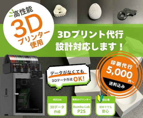高性能3Dプリンターの高精度なプリントで納品します イメージ1
