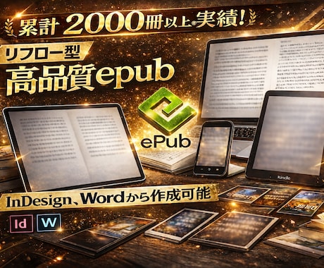 InDesign等からリフロー型epubを作ります 作成物はApple、Kindle等に対応の高品質なepub イメージ1