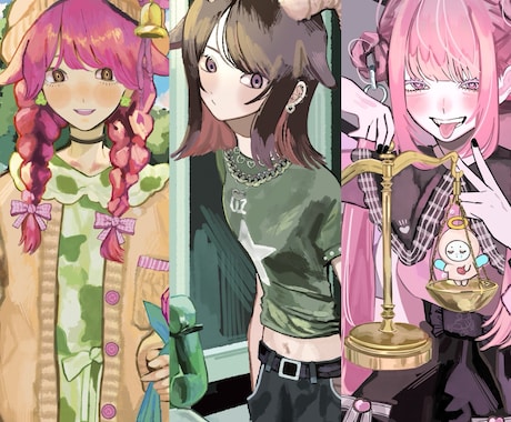 可愛いアイコン.サムネ.立ち絵etc.お描きします 背景込みの1枚絵もキャラクターイラストも作成します！ イメージ1