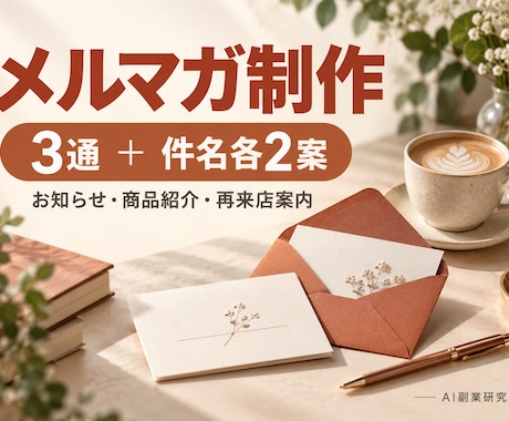 お店のメルマガと配信メール文を3本作ります イメージ1