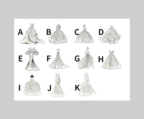 ゲスト参加♪オリジナルのドレス色当て用紙作成します ドレスの形やカラー・文章など自由に変更可能♪ イメージ2