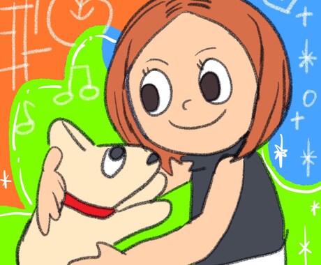 シンプル90年代風【手描き】ゆるかわいい描きます 子どもの落書き風アート⭐︎アイコンやプレゼントにイイカンジ♫ イメージ2