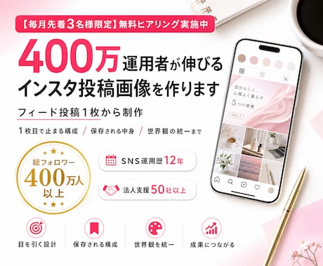 400万運用者が伸びるインスタ投稿画像を作ります イメージ1