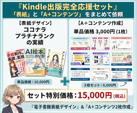 電子書籍表紙デザイン＋A+コンテンツ2枚制作します セット割1.5万円で完結！Kindle出版完全応援！ イメージ1